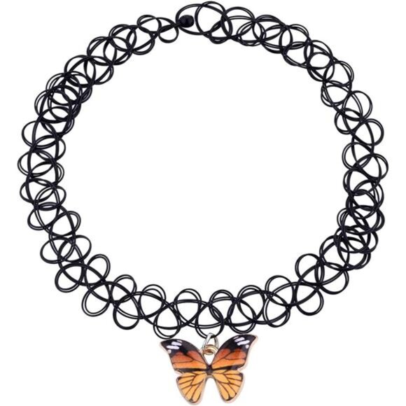 2PC Tattoo Choker Necklace - 90s Choker Necklace Women - 2000s Y2K - Picture 7 of 8